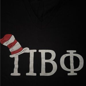 American Apparel Black Tee with Red and White Design